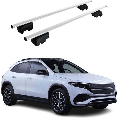 OMAC Dachtrager Quertrager für Mercedes EQA H243 2022-2026 – City Crash getestet – ISO PAS 11154:2006 – Abschliessbar – Max 75 kg – 2 Stangen Stahl Silber