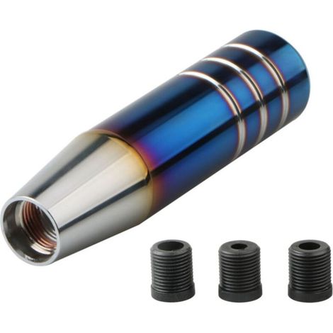 Pommeau de levier de vitesse manuel universel en aluminium, long et robuste, avec 3 adaptateurs filetés M8, M10 et M12 (1/5)