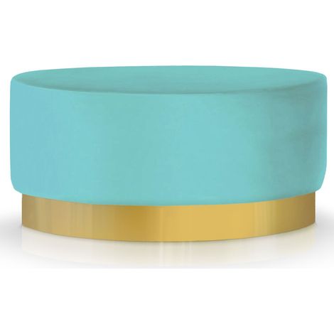Pouf Rond Daisy Velours Menthe Pied Or