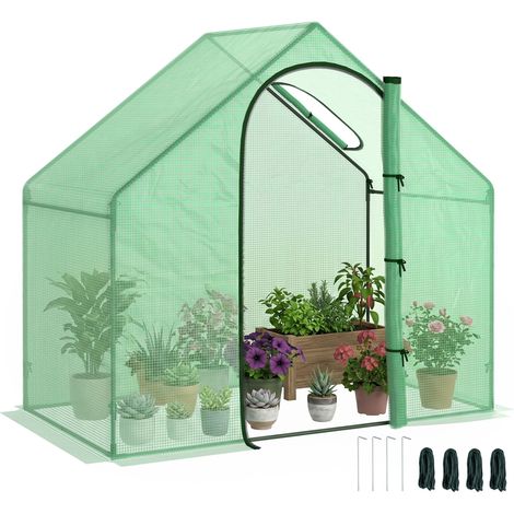 Serra per pomodori 180x100x168 cm – Struttura in acciaio con porta in PE e finestra con cerniera – Verde