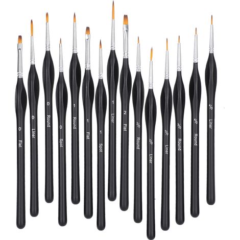 Ensemble de pinceaux de précision, 15 pinceaux aquarelle, matériel pour peinture à l'huile et aquarelle (1/5)