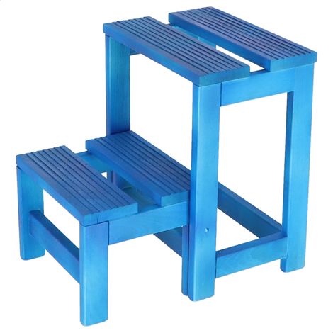 Taburete escalera 2 peldaños azul 32 x 23 x 40cm