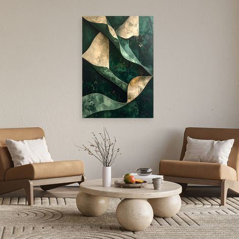 Wandbild Abstrakte Wellen grün Gold 40x60