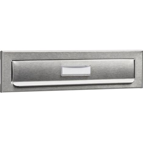 Passage de courrier extérieur en acier inoxydable nickel – Dimensions 266x68 mm – Porte-nom inclus – Montage trou traversant – Burg Wachter