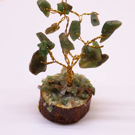 Mini arbres de pierres précieuses sur socle en bois - Aventurine verte (15 pierres)- Vendu par 1 (1/4)