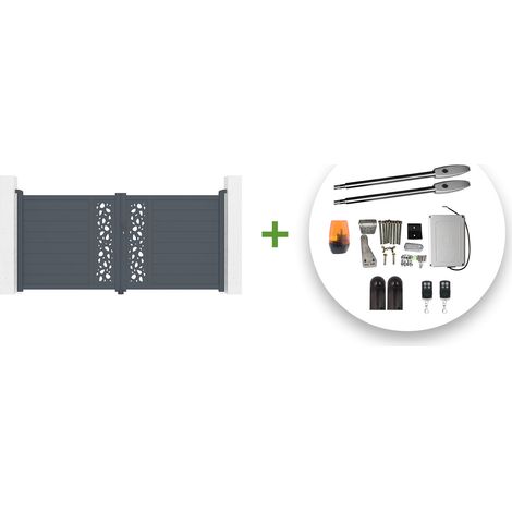 Portail battant électrique SUNNY 300x140cm gris + Motorisation TANKER B250 (1/5)
