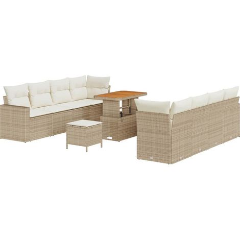 Maison Exclusive - Gartensofa-set 11 pcs Beige Poly-Rattan