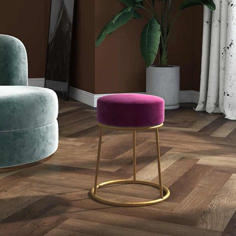 Runder Hocker Violett Samt