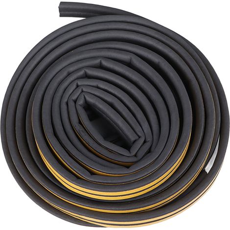 Joint de porte en caoutchouc en forme de D, 2 rouleaux de 13 mètres, insonorisé, noir, D9x6 (1/5)
