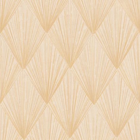 Carta da parati grafica Profhome 378643 Carta da parati TNT leggermente strutturata con motivo grafico lucida oro giallo bianco-crema 5,33 m2