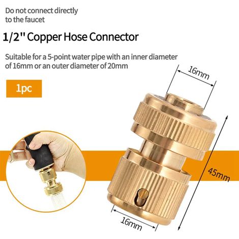 (Raccord rapide 1I2 - voir image) Adaptateur de raccord rapide fileté pour système d'irrigation de jardin, raccords de tuyau en cuivre pour système d'arrosage goutte à goutte (1/5)
