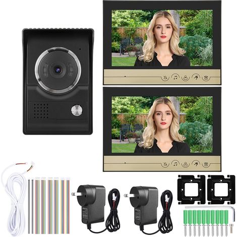 Sonnette vidéo 9 pouces 1-Drag-2 Couleur, Interphone de porte avec caméra visuelle, moniteur d'entrée, écran couleur 100-240V AU (1/5)
