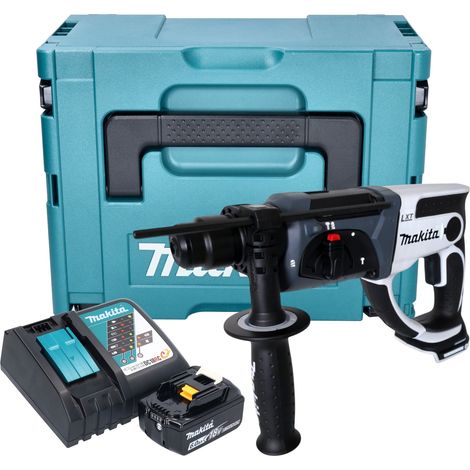 Makita DHR 202 RG1JW Trapano a percussione a batteria 18 V 20 mm 2,0 J bianco + 1x batteria 6,0 Ah + caricabatteria + Makpac
