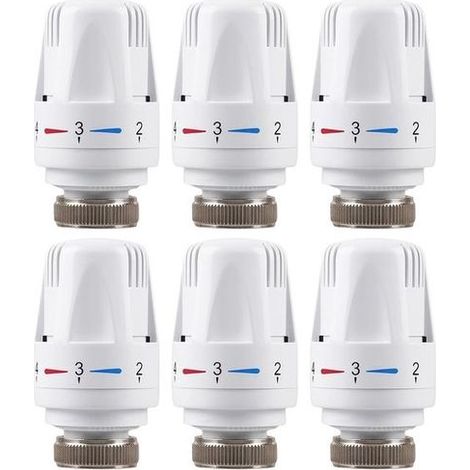 Lot de 6 Tête de Thermostatique M30 x 1,5, Valves Thermostatiques pour Radiateur, Tête de Remplacement de Vanne de Thermostat de Radiateur pour Maison Bureau