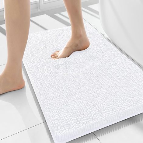 Homaxy Tapis de Bain en Microfibre Antidérapant 50 x 80 cm Blanc (1/5)