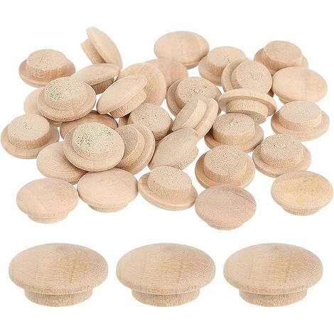 80Pcs Wooden Button Stoppers, 12mm/0.47" Hardwood Screw Hole Caps, Dome Wood Caps, Wooden Plugs for Furniture, Woodworking, Crafts (18mm x 12mm) (1/5)