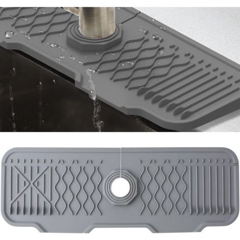 [JAMAIS UTILISÉ] Tapis de Robinet Silicone, Protection Anti-Éclaboussures pour Robinet d'Évier, Plateau Anti-Gouttes pour Poignée Robinets, Tapis d'Évier 43cm (1/4)