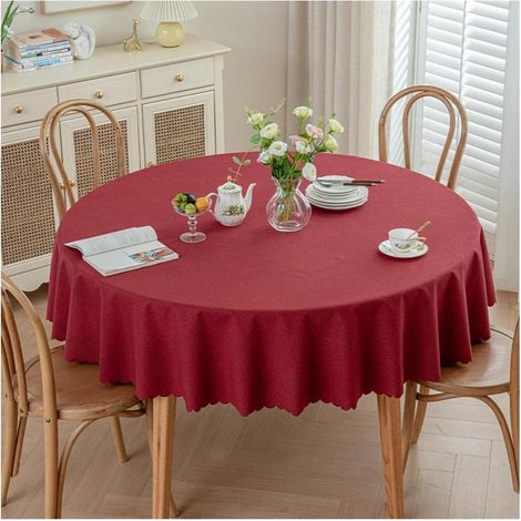 Nappe ronde 180 cm bordeaux, antitache et imperméable