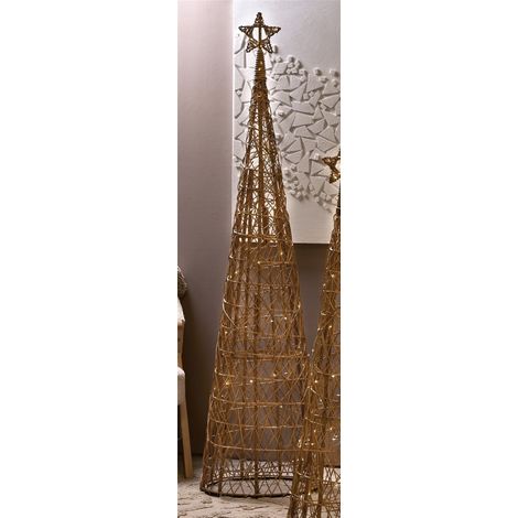 Sapin de Noël conique naturel avec LED à piles, 180 cm, 45 cm de large x 180 cm de haut (1/3)