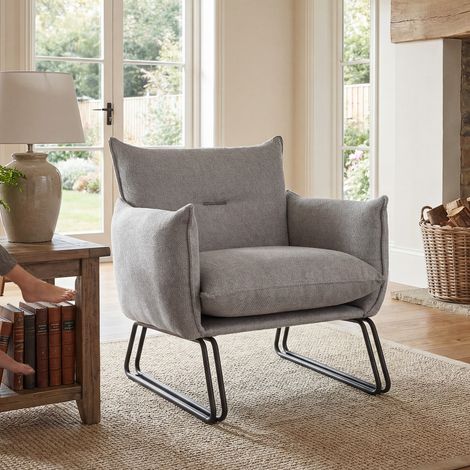 Wahson Loungesessel Modern Relaxsessel aus Chenille, Polstersessel mit Rückenlehne weichem Polster & abnehmbarem Bezug für Wohnzimmer Schlafzimmer, Grau