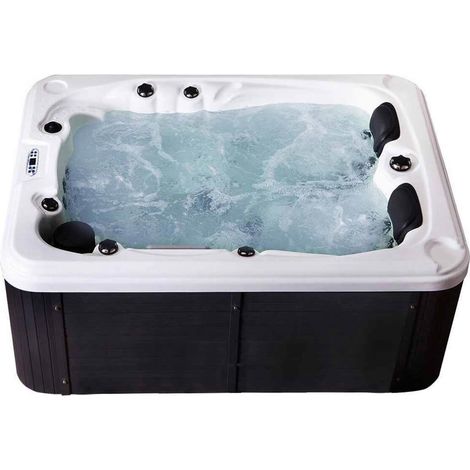 HOME DELUXE - Outdoor Whirlpool - Beach Pure - Maße: 210 x 155 x 83 cm - Inkl. Heizung, 51 Massagedüsen und 24 Lichtquellen I Außen Whirlpool für 3 Personen Whirlpool Outdoor Saunaofen Holz (1/5)