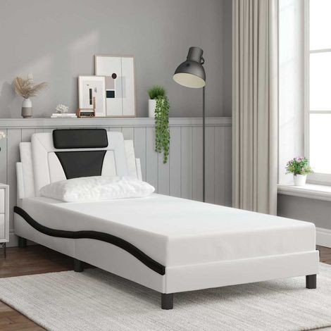 Bettgestell "Viana" ohne Matratze Weiß und Schwarz 100x200 cm Kunstleder (1/5)