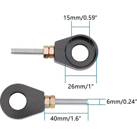 Offroad-Motorradreparatur und -modifikation 15-mm-Hinterradheber-Kettenspanner schwarz (1/4)