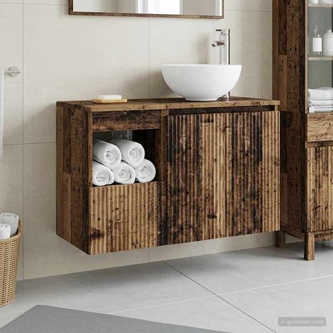 vidaXL Bathroom Furniture Set 2 pcs Old Wood Engineered Wood (1/5)