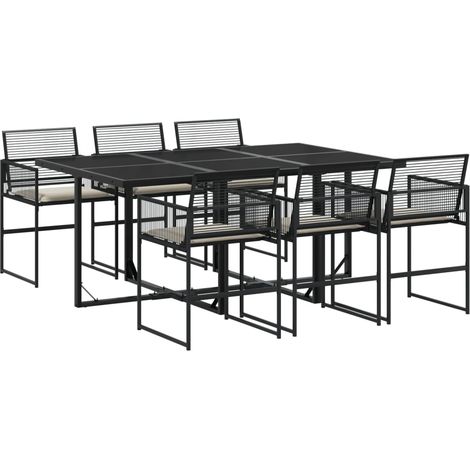 Maison Exclusive - 7-tlg. Garten-Essgruppe mit Kissen Schwarz Pol
