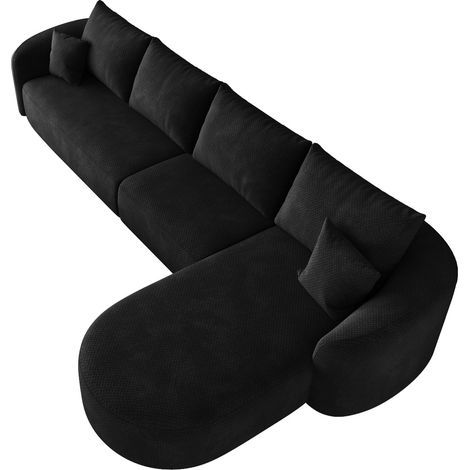 Modulares L-Ecksofa 336 cm aus schwarzem Stoff, ohne Montage (1/5)