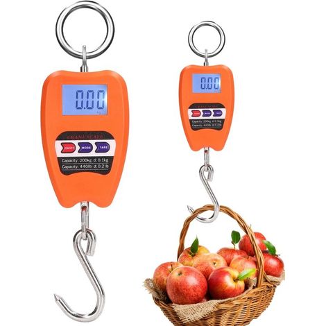 Thijox，Báscula portátil colgante de 200 kg，báscula digital para equipaje，agricultura y pesca，Mini báscula electrónica de acero inoxidable (1/5)