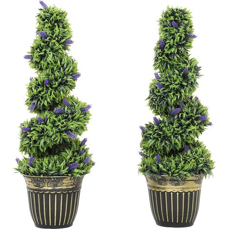 Pair of 90cm Faux Lavender Trees for Home Decor and Indoor Gardening