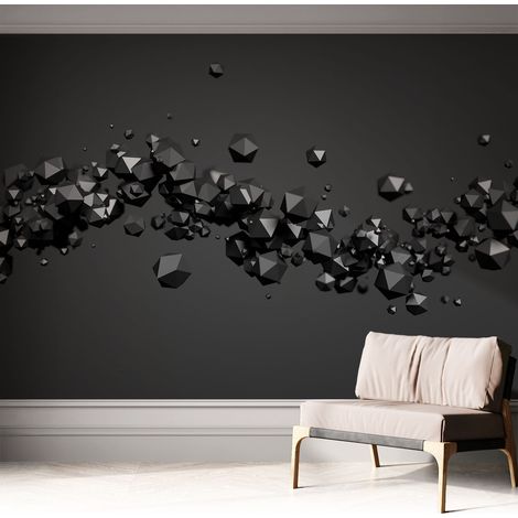 Tapete Selbstklebend - abwaschbar - Tapete mit Motiv - trendige Wanddeko - elegant Fototapete Schwarze Formen 312x219 cm (1/5)