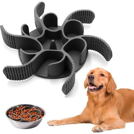 Gamelle Anti Glouton Chien Gamelle d'alimentation Lente Chiot Anti-Glouton Insert avec Base Ralentir la Nourriture Favorise Alimentation Saine Digestion Lente Découpable pour Grand Chiens Moyen Griy (1/5)