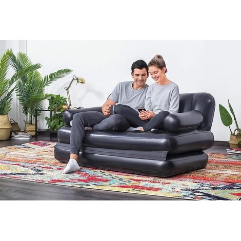 Trade Shop - Sofa Multifuncion 188x152x64cm Negro Hinchable Plegable 5en1 Con Bolsa 75054 - (1/5)