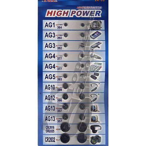 24 BATTERIE PILE A BOTTONE A LITIO AG1 AG3 AG4 AG5 AG10 AG1 CR2016 CR2025 CR2032