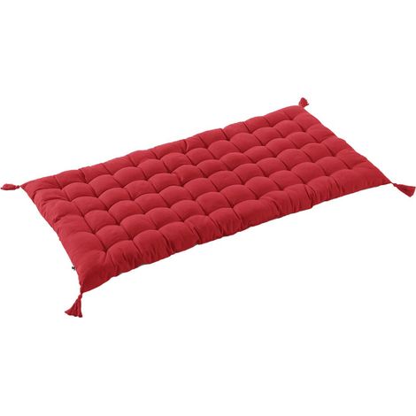 SOPHIE - Matelas de Sol avec pompons 60x120cm Coton Coloris Cerise