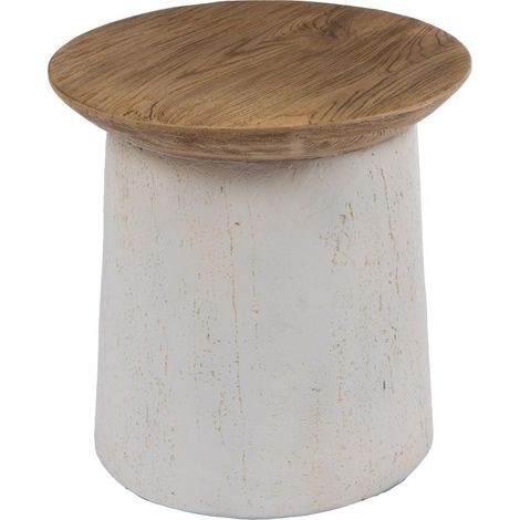Amadeus - Bout de canapé rond effet pierre et bois H50 cm Clarisse (1/4)