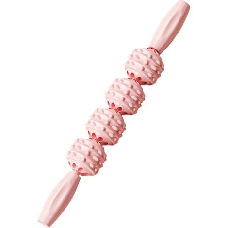 Rouleau de massage musculaire manuel – Outil pour fascias et corps – Massage des tissus profonds pour tibias, dos et cuisses (Rose)