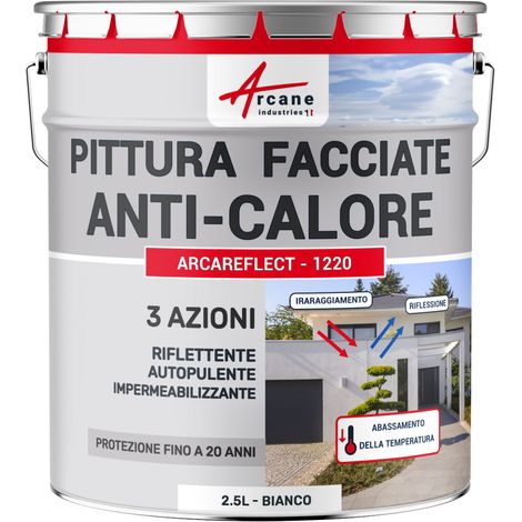 Vernice riflettente per facciate, anti-calore: ARCAREFLECT - 1220 - 2,5 L Bianco - ARCANE INDUSTRIES