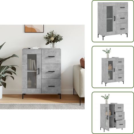 Sideboard Betongrau 69,5x34x90 cm Holzwerkstoff - Schreibtisch - Wohnzimmermöbel - Sideboard - Regal - Aufbewahrung (1/5)