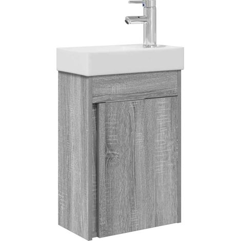 Bathroom Vanity Unit with Tap Grey Sonoma 40.5 x 22.5 x 62 cm vidaXL