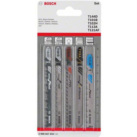 BOSCH 2608667856 ALLROUNDER LAME DE SCIE SAUTEUSE-SET, ARGENT, SET DE 5 PIÈCES