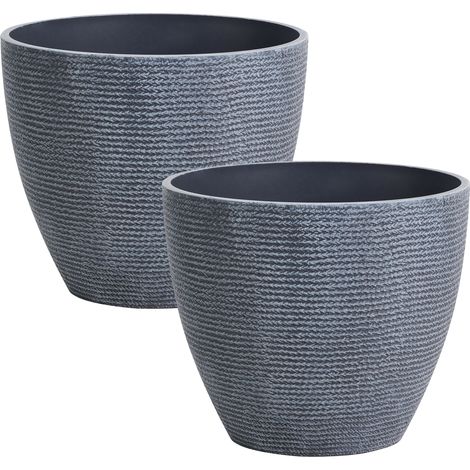 Conjunto de 2 macetas de jardín grandes con efecto de punto patio gris Fritillaria (1/5)