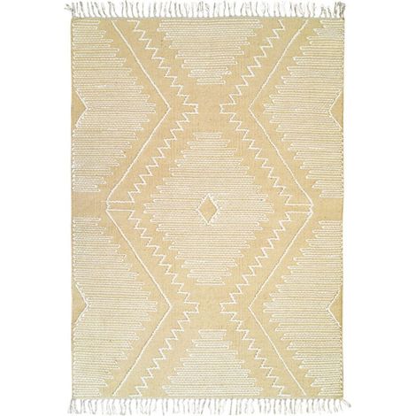BOHO ZIG ZAG - Tapis en coton avec motifs zig zag en laine épaisse naturel 120x170 (1/5)