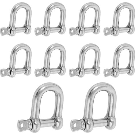 10 Pièces Manille M6 Manille en Acier Inoxydable 304, Manille de Levage avec Anneau en D, Pour Marine et Fixation, Résistance à la Corrosion, Connexion Sécurisée (1/5)
