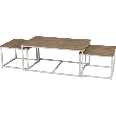 Ensemble de 3 tables basses gigognes CASA BLANCA (1/3)