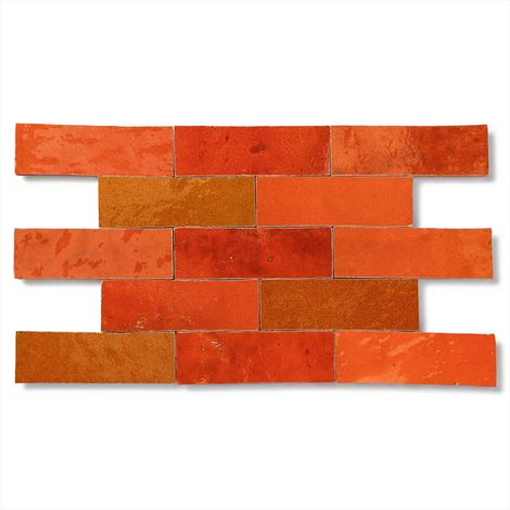 Carrelage Zellige Marocain Orange Pétillant 5x15 cm (vendu par 0,5 m²) - RO'MA NATURE