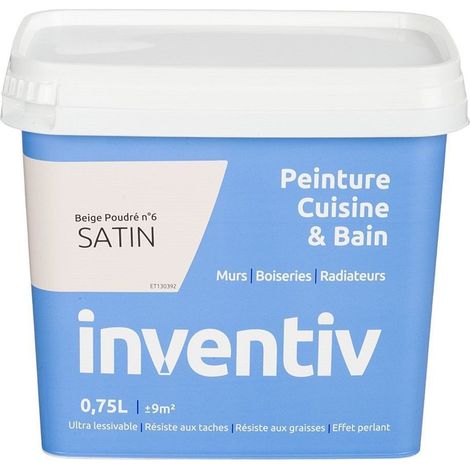 Peinture Cuisine & Bain Satin Beige Poudré 0,75L INVENTIV