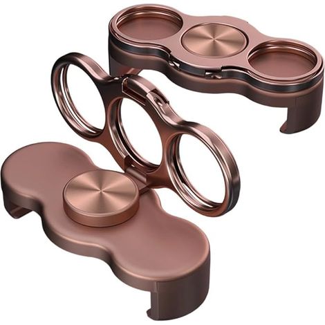 Soporte para teléfono ajustable 360° 2 en 1 para dos anillos de tres dedos con montaje magnético, agarre seguro y manos firmes - Negro + Oro rosa